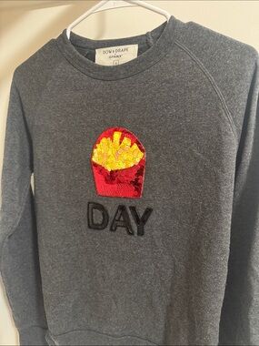 Bow & Drape Gray Sweatshirt with Sequin Fry Patch